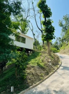 House on a hillside path