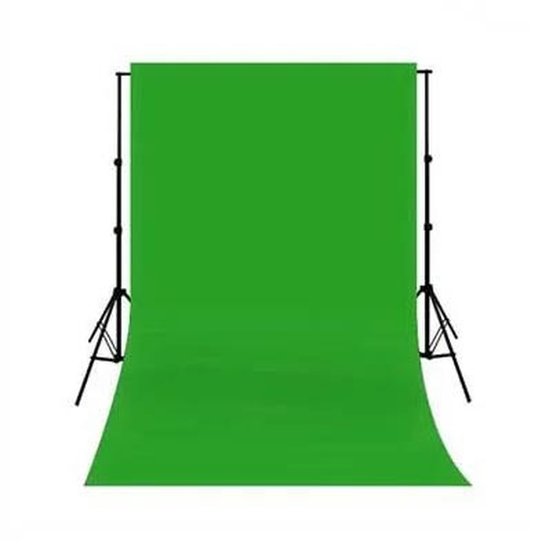 Green screen backdrop on stands